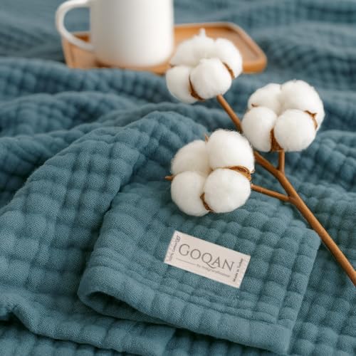 Goqan Throw Blanket 55x60 – 100% Cotton 4 Layer Boho