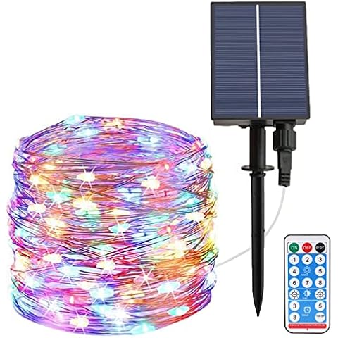 JIMACRO String Lights Outdoor, 65.7FT 200 LED Fairy Lights Solar Powered, Waterproof Copper Wire Fairy Lights with Large Solar Panel, 8 Modes Decorative Lights for Garden Patio Yard Trees Cover