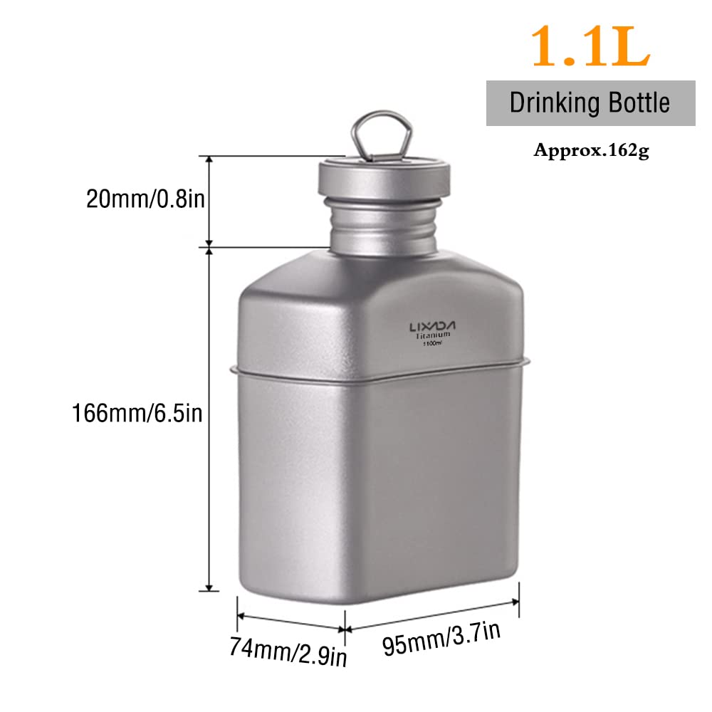 VGEBY ﻿Butelka Ti Water Bottle 1100ml z Kubkami Kempingowymi (Butelka