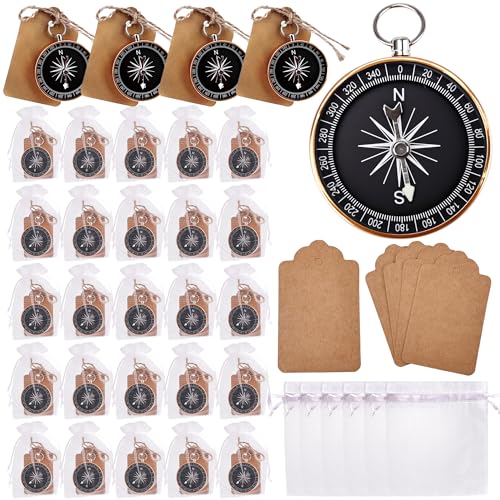 Set de 90 brújulas para recuerdos de boda, mini brújulas náuticas con etiquetas y bolsa de organza, ideales para cumpleaños y viajes