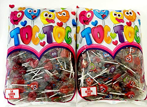 Toc Toc Piruletas Corazón Cereza (200 ud) [Pack 2 x Bolsa 1,3...