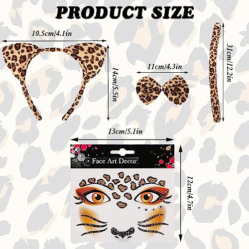 Hifot 5 Piece Cat Girl Tutu Skirt Leopard Headband Tail Bow Butterfly Costume Animal Child Cat Leopard for Party Halloween Carnival Fancy Dress - Image 2