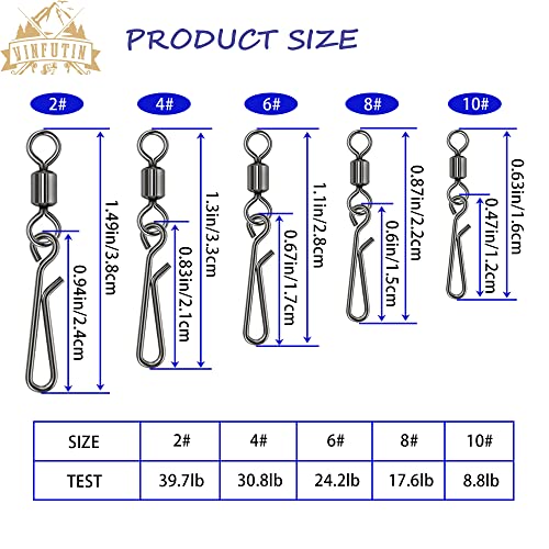 Fishing Rolling Swivel with Fast Clips,Rolling Connector Fishing Swivel Snaps Stainless Steel Quick Change High Speed Clips Snap Barrel Fishing Line Connector Trout Accessories (4#-30.8lb-50pcs)