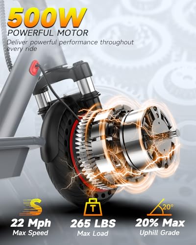 Image of VOLPAM Electric Scooter with Dual Suspensions, 19 /22MPH, 350W /500W /800WMotor, 60 /40 /31 /23Miles Long Range, Dual Braking, Max Load 264 lbs