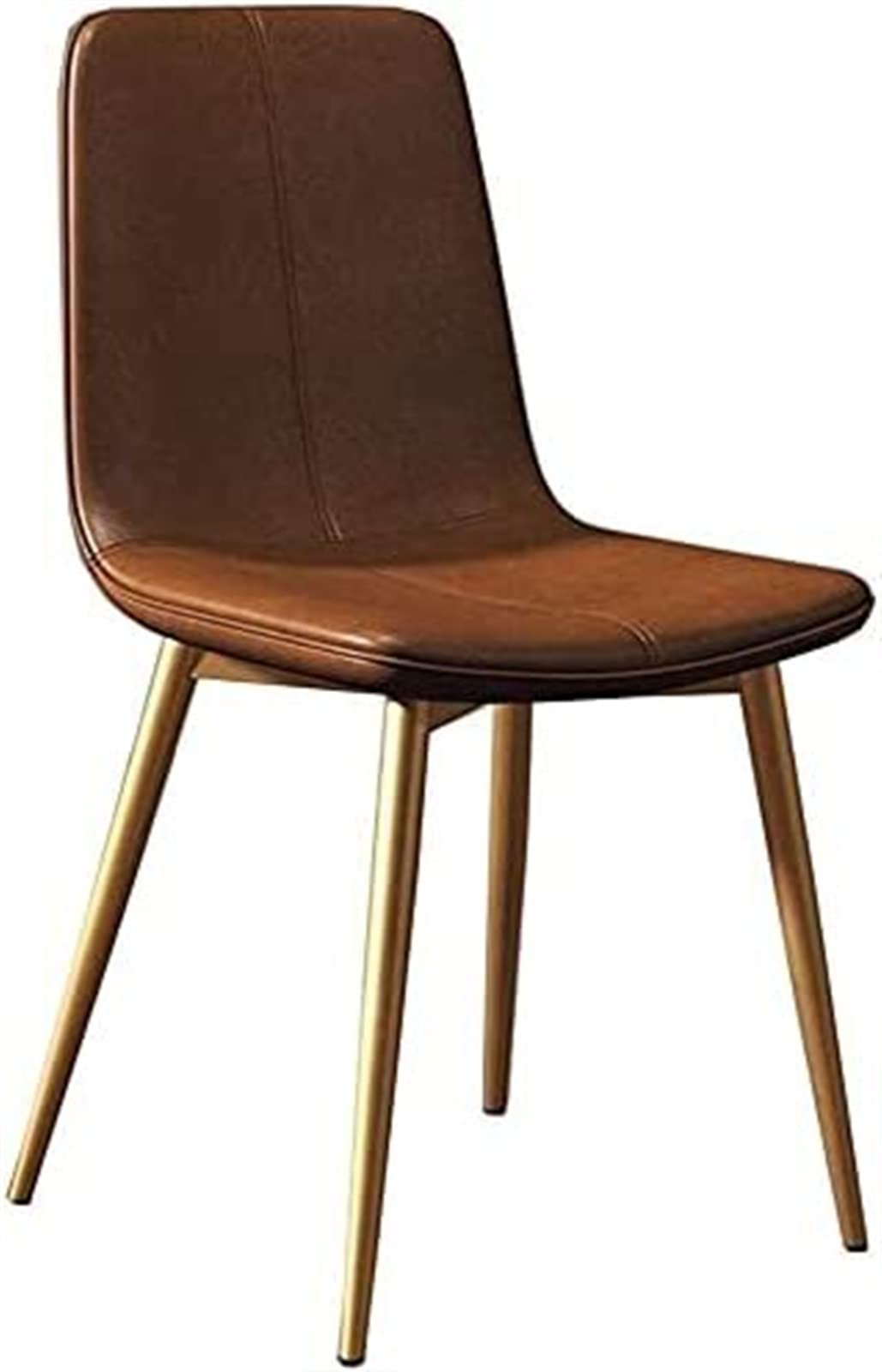 SJIALEN 1pcs Modern Kitchen Dining Chairs, PU Cushion Reception Chair Leisure Coffee Chair Dining Chairs Metal Legs Backrest Chairs Kitchen Chair (Color : Brown, Size : Gold Leg)