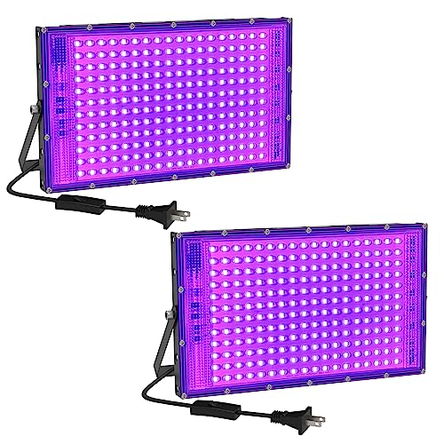 Image of 150W LED Black Light 2 Pack, Black Lights for Glow Party, Ultra Thin Black Lights Flood Lights with On /Off Switch, Glow in The Dark, for Party, Halloween, Body Painting