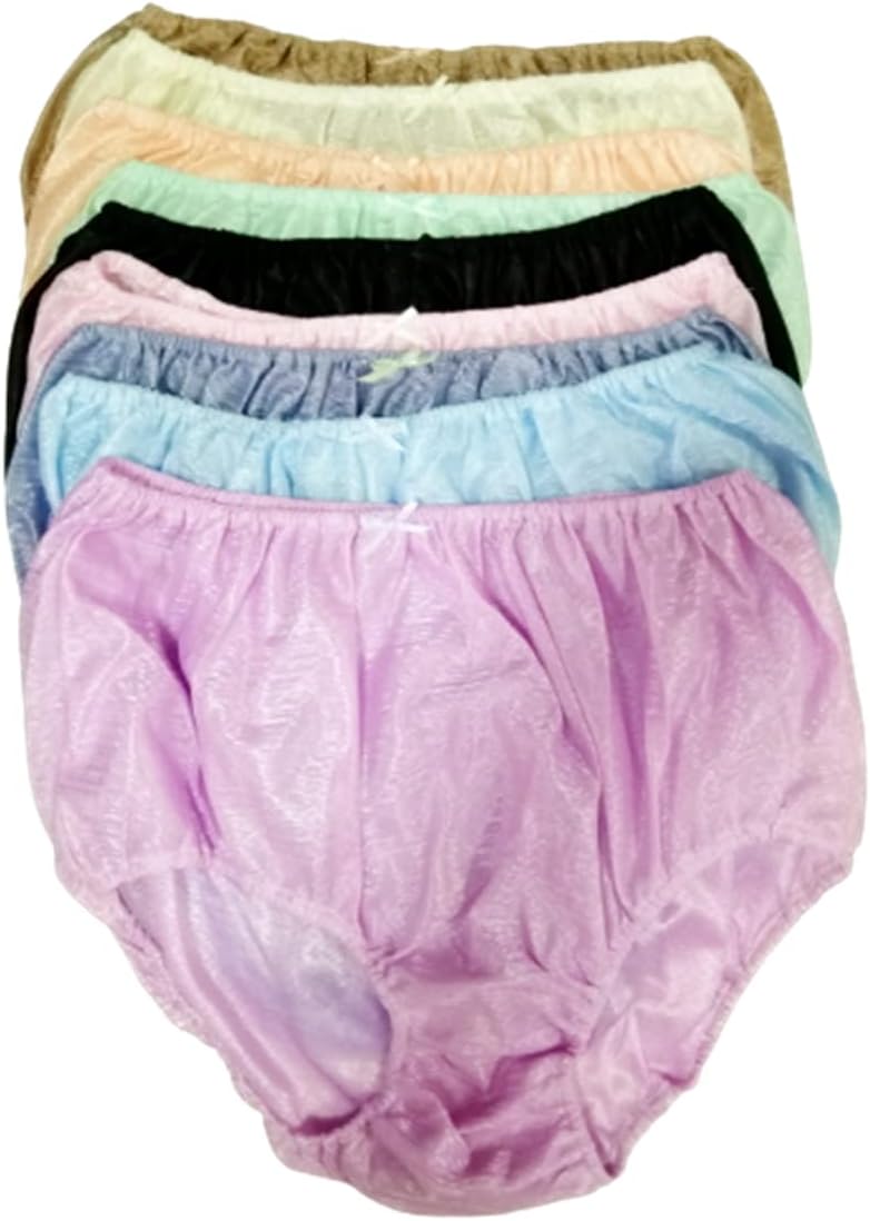 Size 38-41 inches 4 pcs/set Thai Vintage Shining Sheer Nylon Panties Brief Underwear Adult man woman Comfort Loose Soft random color