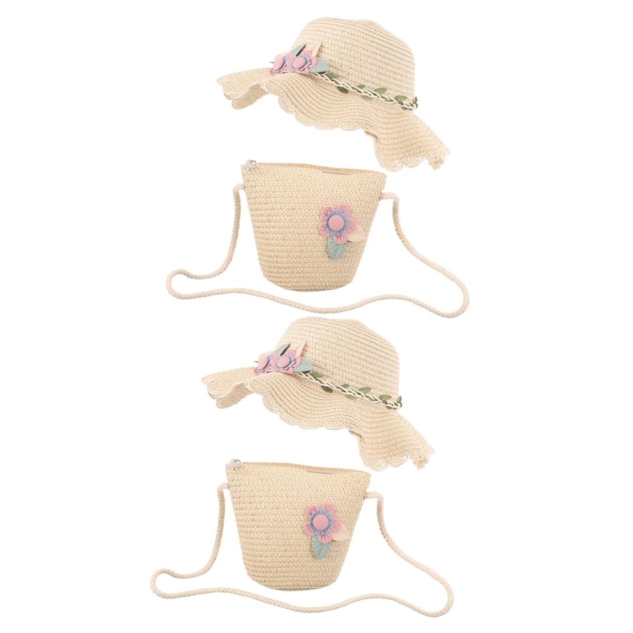 Strandhut Für Mädchen Stroh Kind Fischerhut Für Mädchen Sommermützen Mädchen Hut Babymützen Sonnenhut Cowgirl-Hut Kappe Tasche Sommer Strandhüte Bademütze Mädchen Hüte