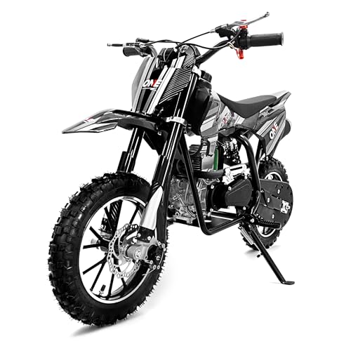 Image of 49cc Kids Dirt Bike,Gas Powered Dirt Bike with No Oil Mixing,Front&Rear Disc Brakes,4 Stroke Dirt Bike for Kids 8-14 with Inverted Fork Suspension,Pull Start,25MPH,Black