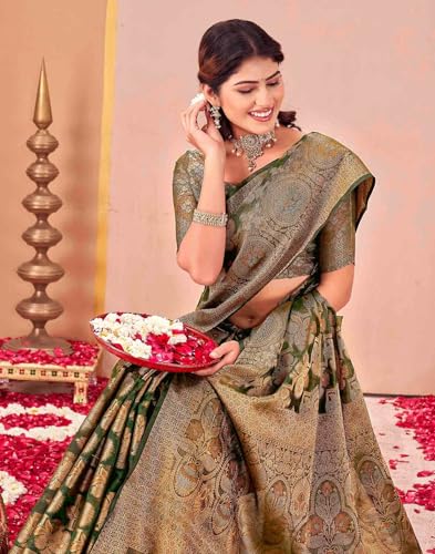 Image of SIRIL Women's Kanjivaram Soft Silk Saree Pure Silk Saree With Unstitched Blouse Piece