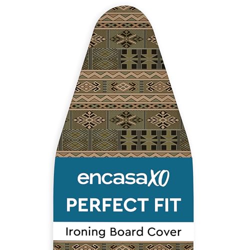 Image of Encasa XO Ironing Board Cover with Thick Felt Pad - Scorch & Heat Resistant - Elastic Bungee Cord, Premium African Print - Medium (112x34 cm)