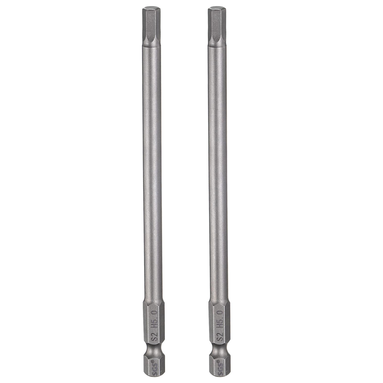 sourcing map 2pcs H5.0 Hex Head Drill Bit Wrench 5mm Metric Flat Tip 1/4" Hex Shank 150mm (6") Long Magnetic Hexagonal Screw Driver Socket Industrial Screwdriver Power Bits