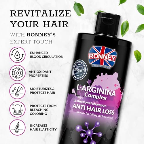 RONNEY Hair Growth Shampoo w/L-Arginine Complex - Professional Hair Loss Treatment for Women & Men - Natural Thickening Shampoo for Fine Brittle & Thinning Hair - Stimulate & Nourishe Scalp - 300 ml - Image 3