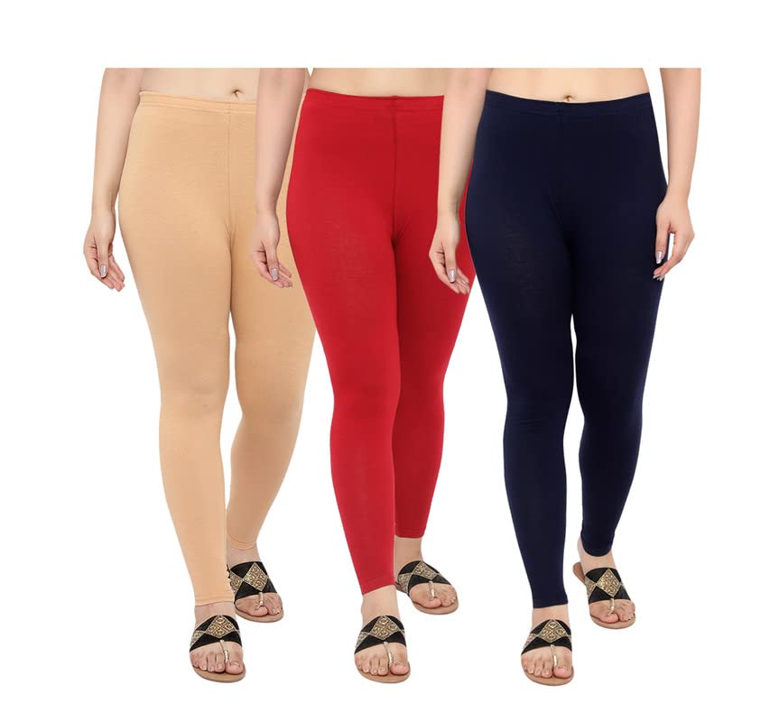 Image of NGT Super Cotton (Pack of 3) Ankle Length Leggings for Women and Girls.