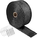 DELUXEFOX 耐熱テープ マフラーバンテージ サーモバンテージ 自動車やバイクのマフラー バンテージ 高耐熱性エキゾーストテープ 煙突熱対策 結束バンド付 2.5cm*5m (ブラック)