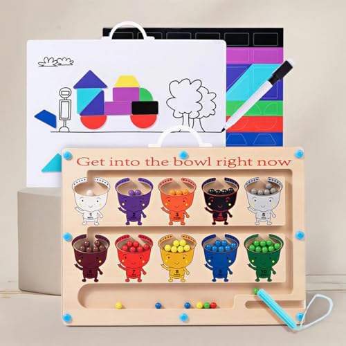 Image of Hop N Play 3 in 1 Magnetic Color and Number Maze, Montessori Toys for 2+ Year Old, Wooden Magnet Board Counting & Color Sorting Toddler Activities Educational Fine Motor Skills Toys Gifts