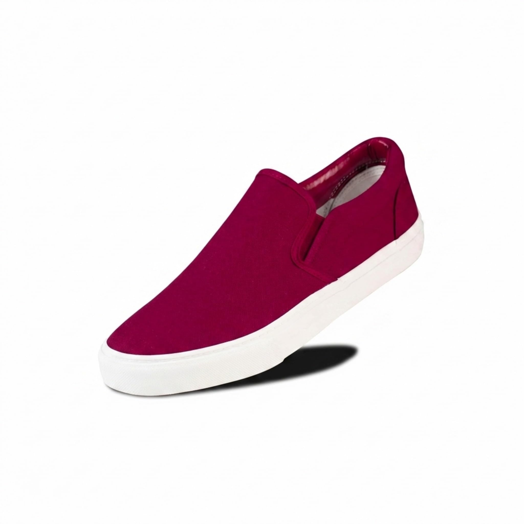 hello basics Men's Canvas Slip On Shoes for Men, Laceless Low Top Sneakers Mens Slip On Sneakers (Maroon, 10)