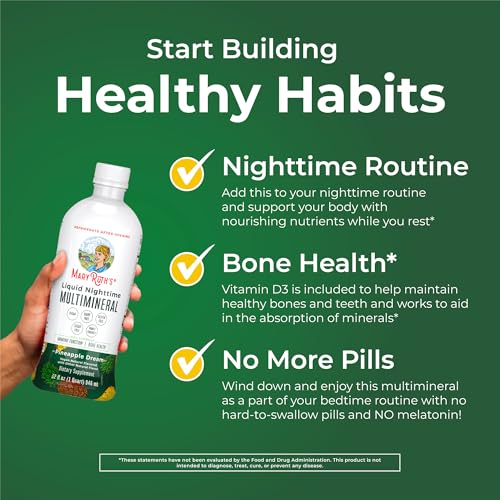 Image of MaryRuth's Liquid Nighttime Multimineral | NO Melatonin | Bedtime Routine | Magnesium Citrate | Calcium | Zinc | Vitamin D3 | Available in 4 Flavors | Vegan | Sugar Free | Gluten Free | 32 Oz