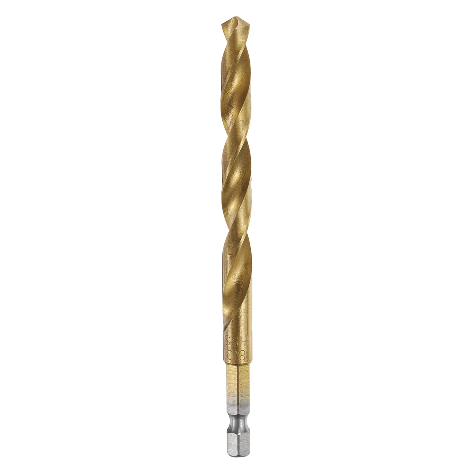 HARFINGTON 1/4" Hex Shank Twist Drill Bits 8mm Titanium Coated High Speed Steel Quick Change Hex Drilling Bit Jobber Drill Bits for Wood Plastic Metal