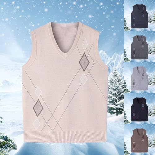 Cambkatl Men's Argyle Patterned Pullover Sweater Vest Vintage Sleeveless V Neck Casual Knitted 2025 Fall Jumper Tops2
