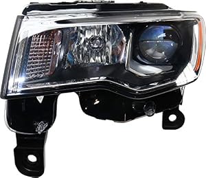 Evan-Fischer Headlight Compatible with JEEP GRAND CHEROKEE 2017-2019 LH Driver Side Assembly Halogen Chrome Trim Standard Type