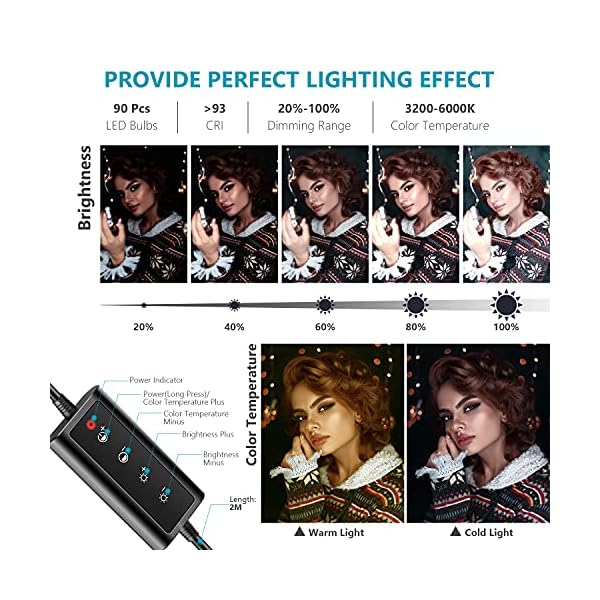 Neewer 10 Zoll dimmbares LED-Ringlicht mit 47-Zoll Stativständer Handyhalterung Kompatibel mit iPhone XS Max XR Android… – Bild 5