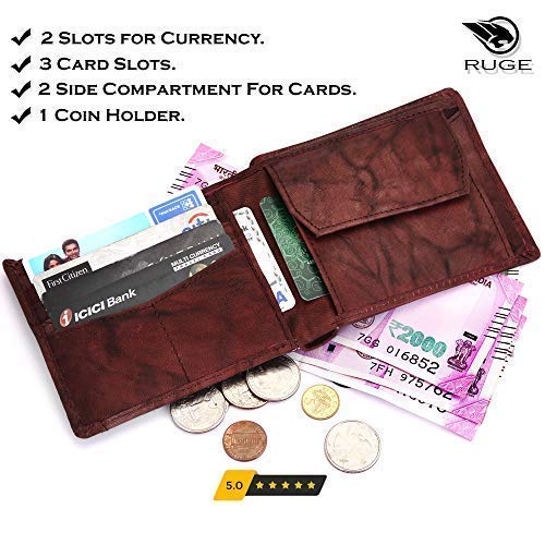 Image of RUGE Light Antique Brown Leather Men's RFID Wallet (RO-MD7A-65)
