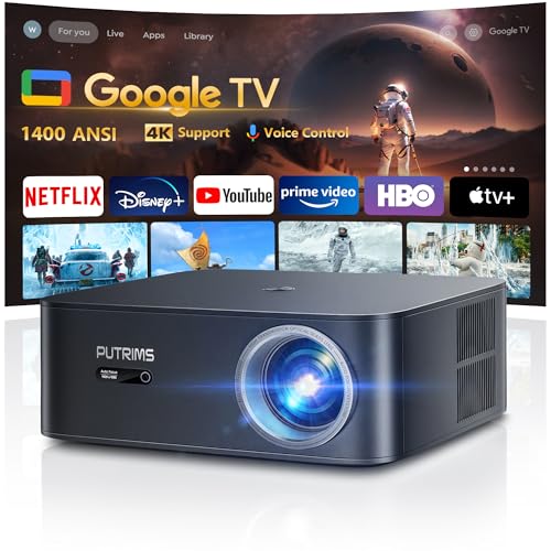 Proiettore【Netflix/Disney/Google TV Ufficiale】1200ANSI Smart Proiettore 4K Supporto, PUTRIMS...