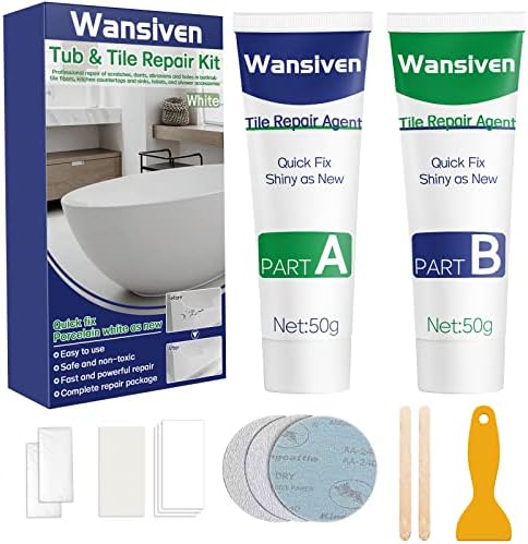 Wansiven Shower Tray Repair Kit, Enamel Tub Tile and Shower Repair Kit, Waterproof and Leak-Proof Bathtub and Sink Repair Kit, Bathtub Crack Refinishing Kit to Repair Scratches, Holes, Cracks