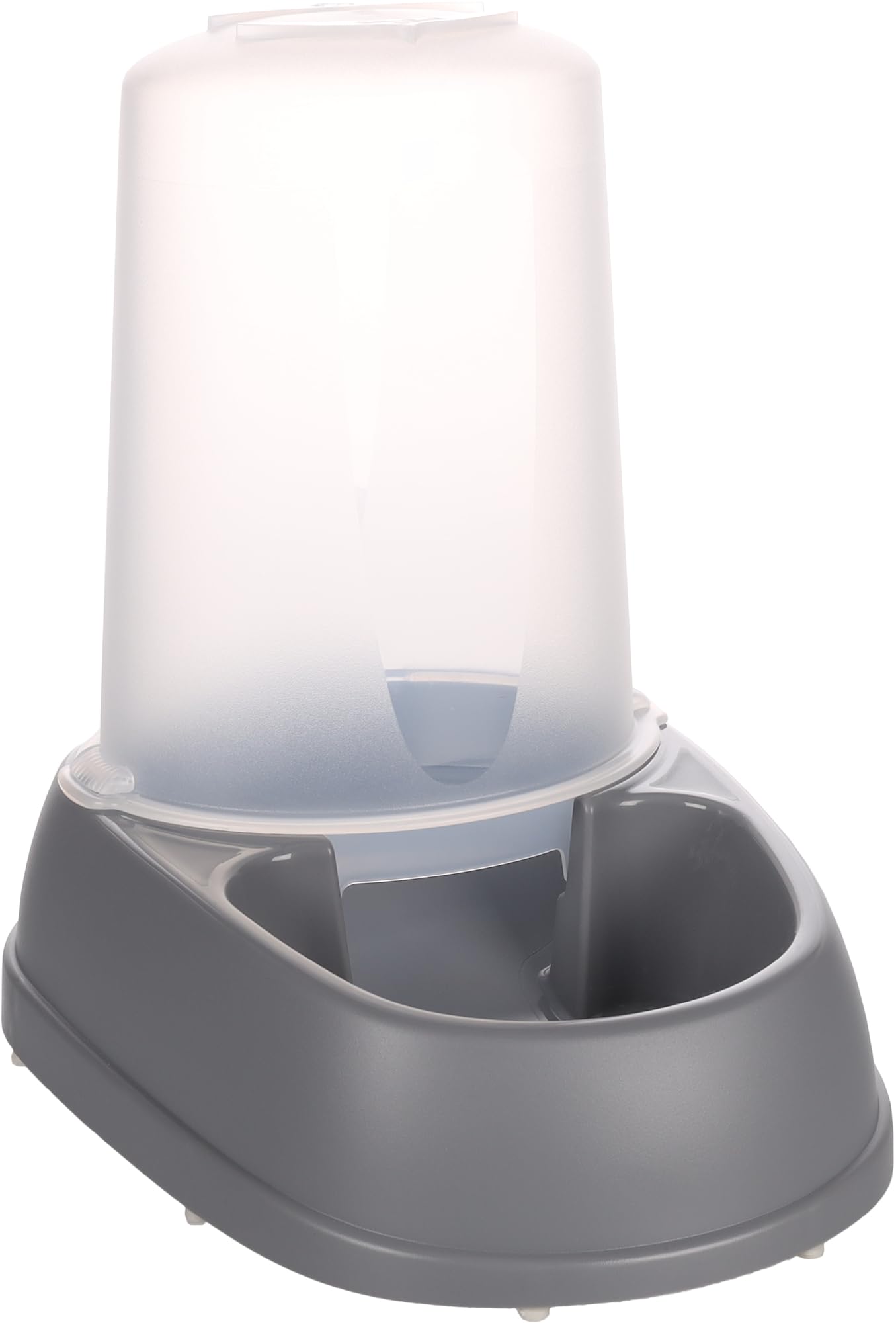 Flamingo Dispensador de Comida y Agua Raja - Gris - Automático y Práctico - Capacidad 2.5 L - Ideal para Chihuahua, Teckel, Beagle, Bulldog Francés, Maine Coon y Siamés