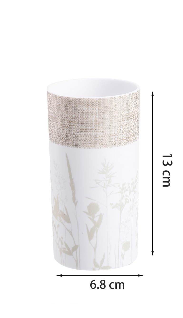 BM Set di Accessori da Bagno in Bambù e Plastica, Set Accessori Bagno Completo 5 Pezzi, Dispenser, Portaspazzolino, Bicchiere, Portasaponetta, Portascopino