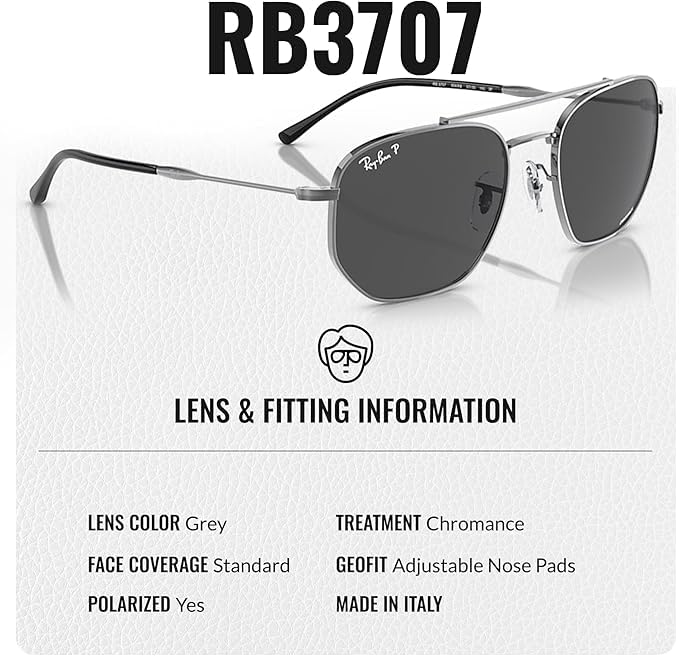 Image of Ray-Ban RB3707 Square-Round Shaped Sunglasses for Men & Women with Official RAYBAN Eyewear Kit