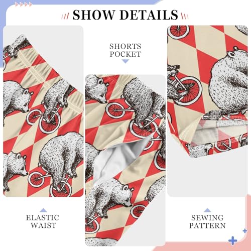 Bear on A Bike Boys Long Pants Soft Trousers Elastic Waist Kids Lounge Bottoms with Pockets S-XL4