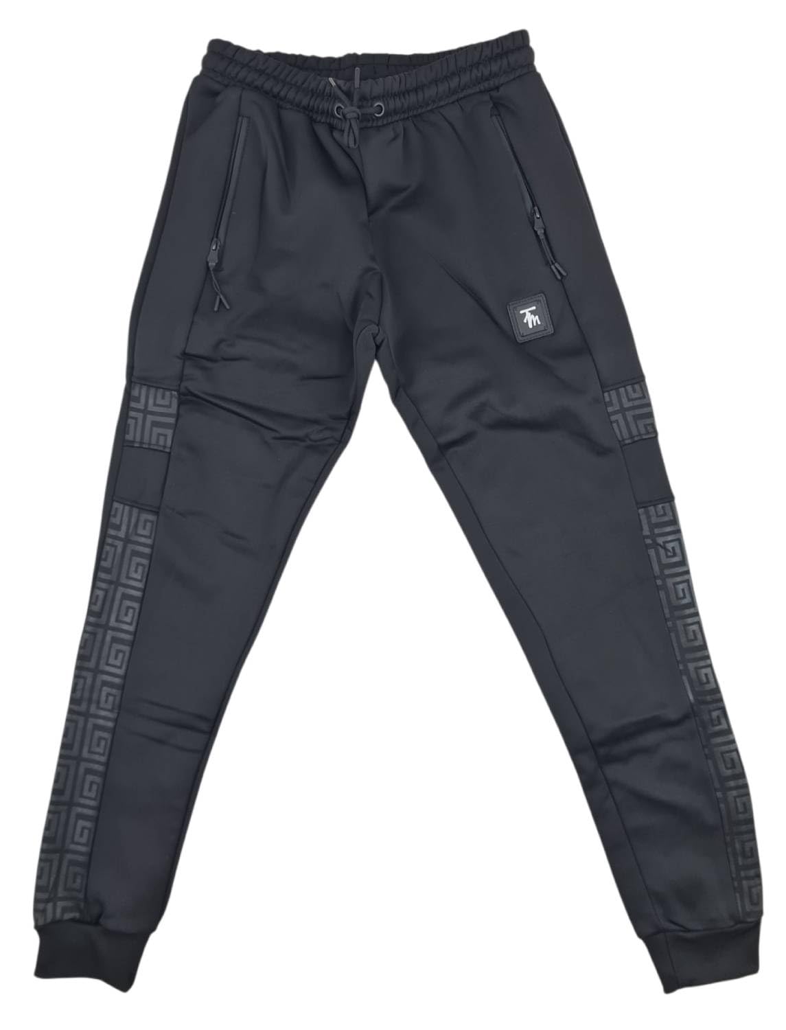Time Is Money - Tuta da uomo slim fit, felpa con cappuccio e pantaloni da jogging, 100% poliestere, colore: nero/bianco