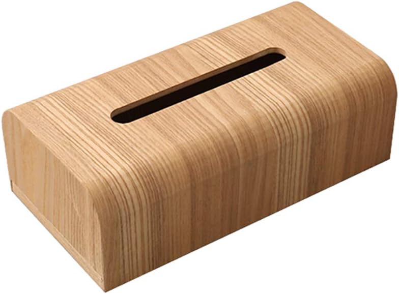 Rectangular Walnut Wooden Tissue Box, R Angle Facial Tissue Box Cover Napkin Holder Drawer Design Home Car Paper Towel Holder Organiser Tissue Dispenser for Kitchen Dinning Bathroom (Beige)