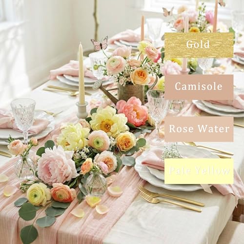 Image of 8 Rolls Crepe Paper Streamers, Pink and Gold Streamers Party Decorations for Wedding Girl Birthday Bachelorette Bridal Shower and Locally Grown Baby Shower