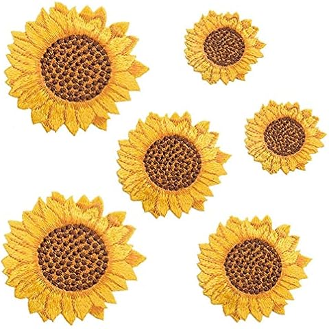 6 Pcs Van Gogh Sunflower Iron On Patches for Backpacks, Hats, DIY Sew on Applique Patch, Vintage Embroidered Patches for Repair Clothes, Jackets, Jeans Cover