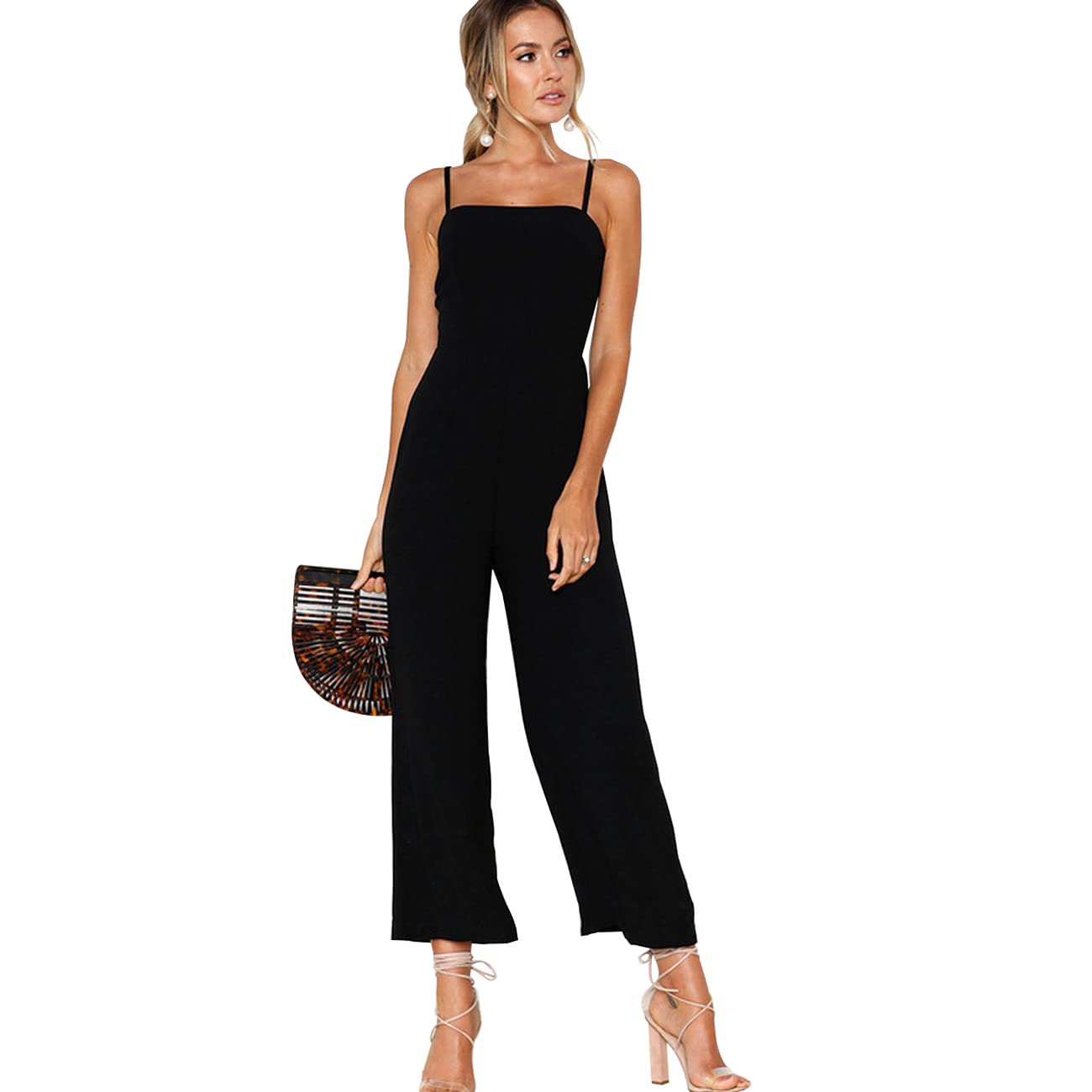 RPAEOY Mono De Mujer Sin Mangas De Cintura Alta De Pierna Ancha Pantalones Largos Elegante Jumpsuit Todo En Uno Romper Para Fiesta Vacaciones Salir Casual Verano Monos
