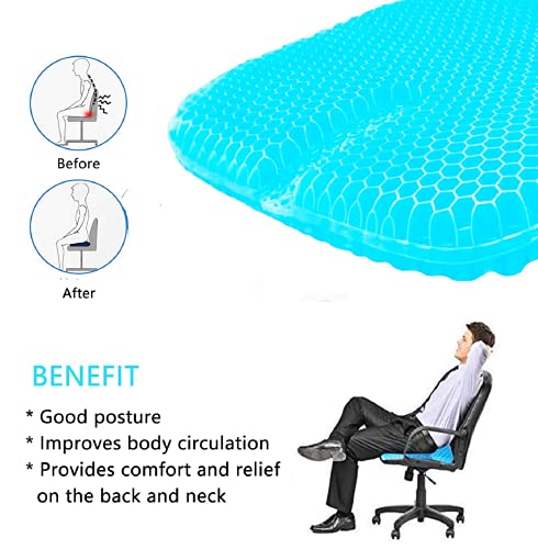 Desoxivi Gel Seat Cushion For Office Chair, Super Breathable Honeycomb Design Comfort Support For Lower Back, Spine, Hips, Multi-Use Seat Cushion With 1 Non-Slip Cover #TOP3