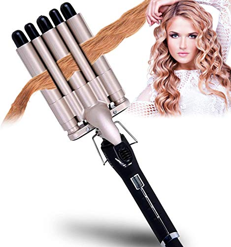 Xchingwan 5 Barrel Iron Curling Iron 5 Barrel Curly Hair Styling Tools Pinzas para rizar, onda grande Férula ondulada Aleación ambiental Hair Crimpers Plancha con pantalla digital de temperatura