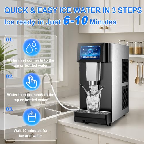 Image of Nugget Ice Maker Countertop with Water Dispenser, 60Lbs /Day Pellet Ice Machine, 5Lbs Storage Bin, Soft Chewable Ice Maker with Self-Cleaning, Countertop Ice Maker for Home, Bar, Kitchen, Office