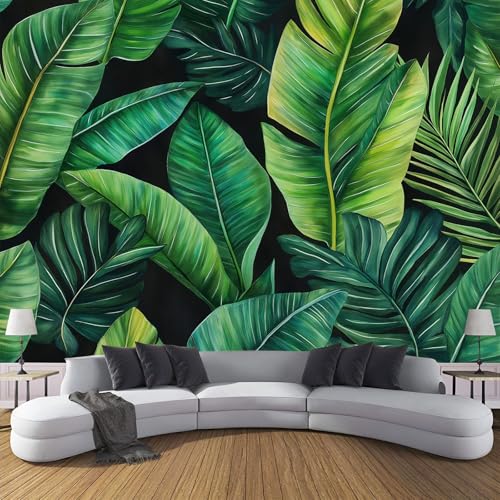 MIATCENRT Carta Da Parati Fotografica Con Verde Foglie Di Banano, Per Soggiorno Camera Da Letto Cameretta Dei Bambini, Grandi Dimensioni, 150Lx105A Cm Murales, Piante Tropicali Disegno Artistico