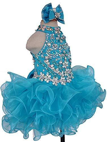 Junguan Baby Girls Short Halter Cupcake Pageant Dresses New Born Princess Birthday Party Tutu Ball Gowns2