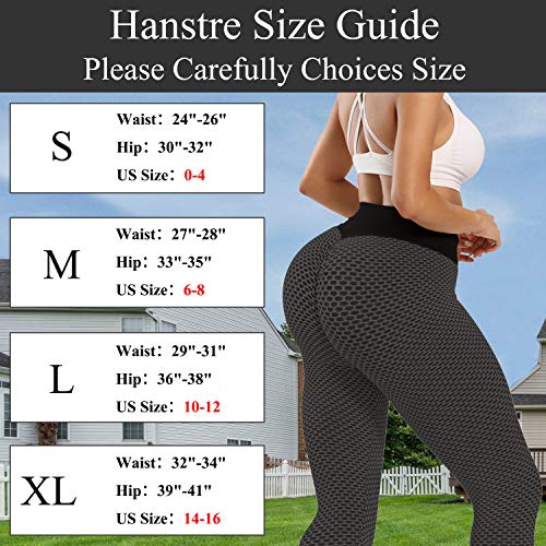 Hanstre Leggings anti-celulite que levanta o bumbum para mulheres com controle de barriga, 1 preto,