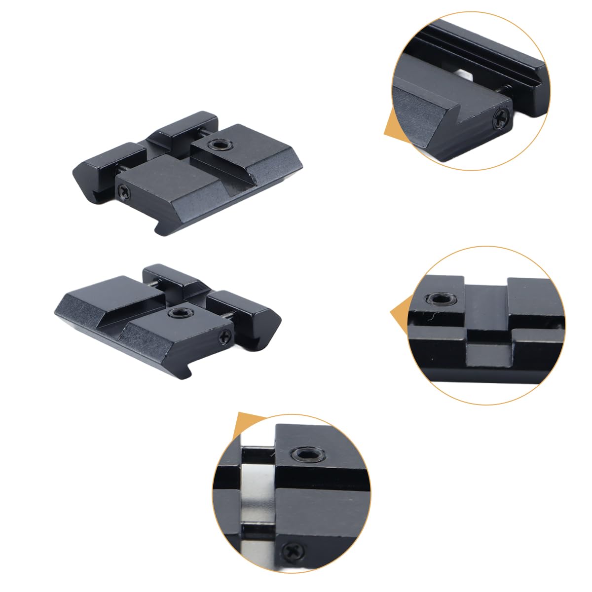 2 adaptadores de riel para mira telescópica a presión: monturas de cola de milano de 11 mm a Weaver/Picatinny de 20 mm (perfil bajo)