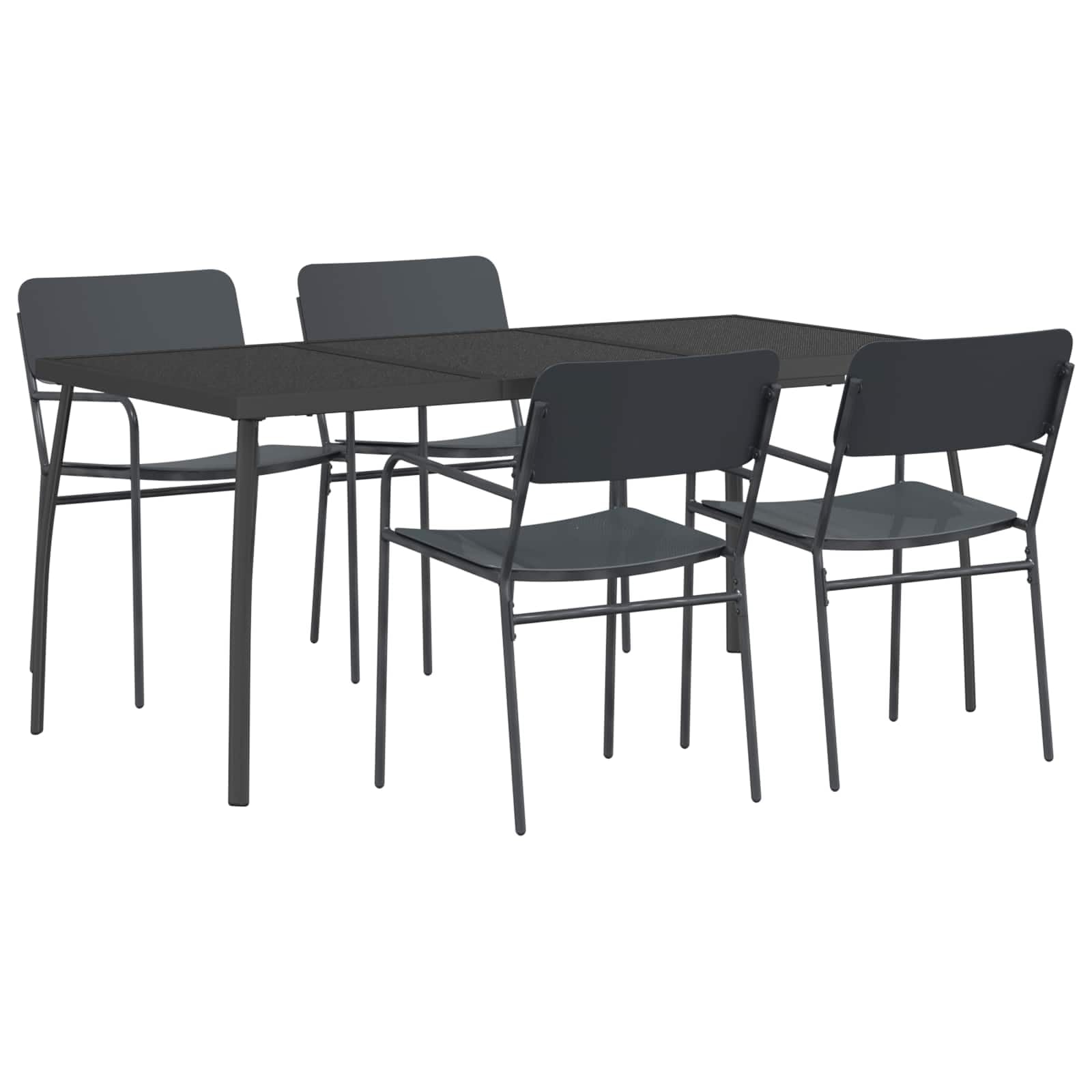 Genérico Conjunto de Comedor 5 uds. Antracita Acero,Mobiliario,Conjuntos de Muebles,165 x 80 x 72 cm-3422862