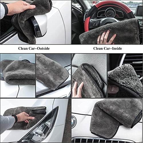 Image of Auto Hub Heavy Microfiber Cloth 500 GSM (Size 60cm x 40cm) /Pack of 3,for Car Cleaning and Detailing, Double Sided, Extra Thick Plush Microfiber Cloth Lint-Free, Color:- Grey