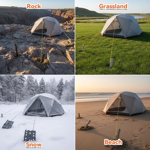 20 Piezas Estacas para Tienda de Campaña de Alta Resistencia de 8" con Cabezas Hexagonales y Extractor, Estacas Metálicas con Cabezas Luminosas para Camping con Bolsa de Almacenamiento miniatura 5
