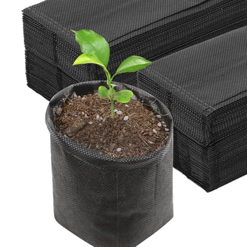 ENPOINT Black Plant Grow Bags for Plants Nursery, Pack of 200 5.5x5.9 Breathable Non-Woven Fabric Grow Bags for Planting Seedling Pots Nursery Pots