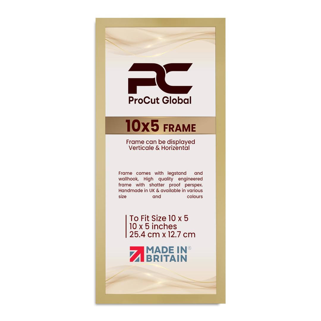 Procut Global 10X5 Mustard Yellow Picture Frames - Modern Wooden Photo Frame with Shatterproof Perspex for Wall or Tabletop - Perfect for Posters, Certificates, Prints - Sizes & Colors Available